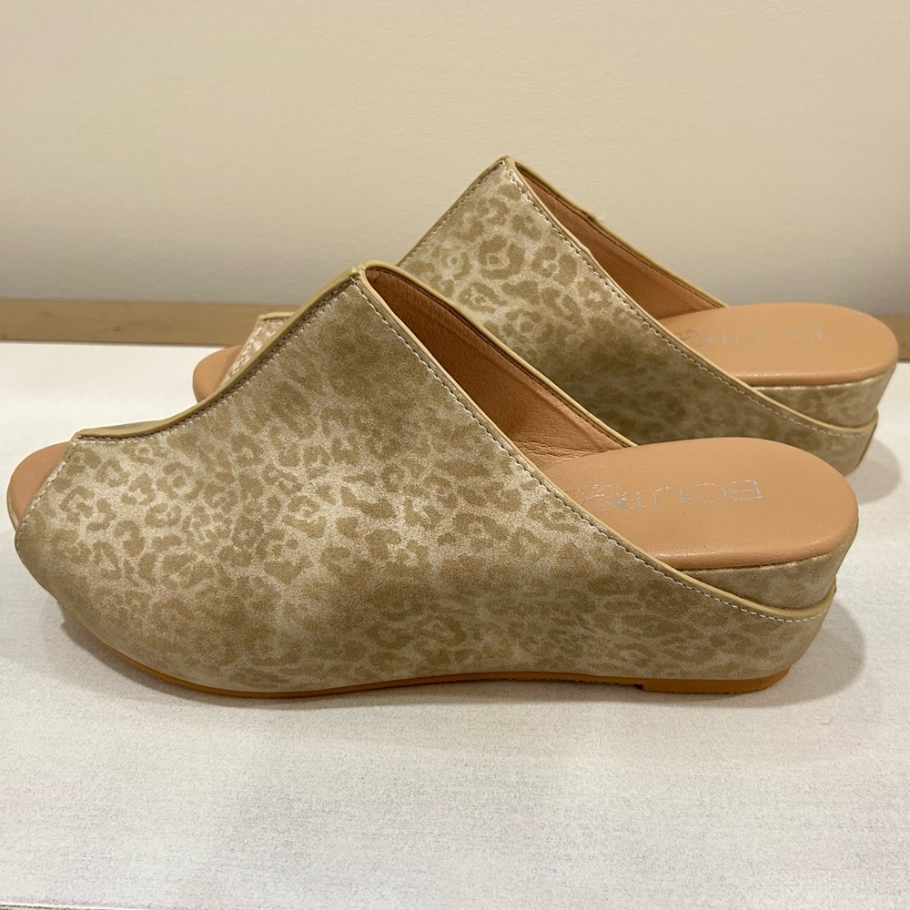 Boutique by Corkys Gold Animal Print Peep Toe Mules